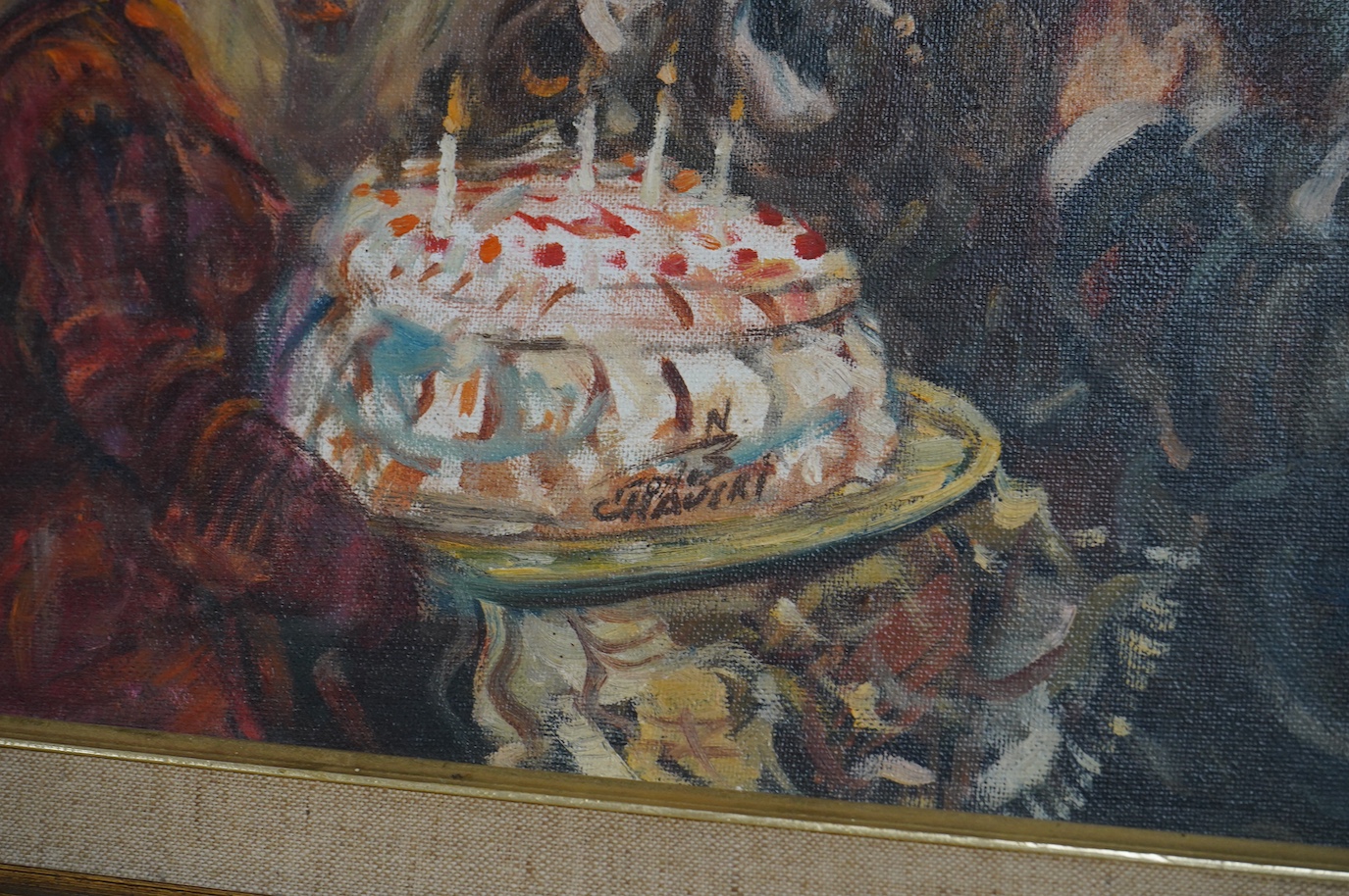 N. Cavert, oil on artist's board, ‘The Birthday Cake’, signed, 23 x 34cm. Condition - good